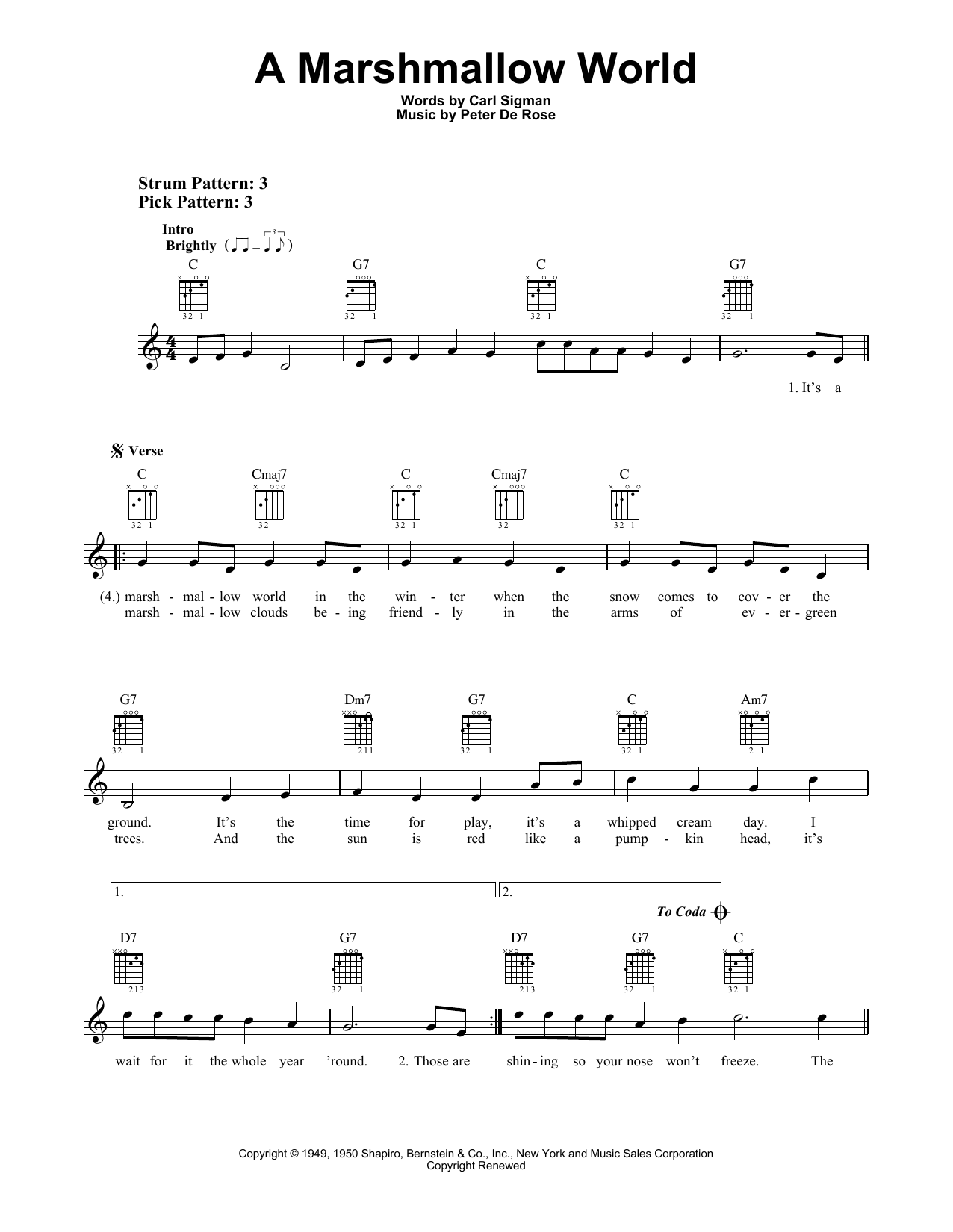 A Marshmallow World (Easy Guitar) von Carl Sigman