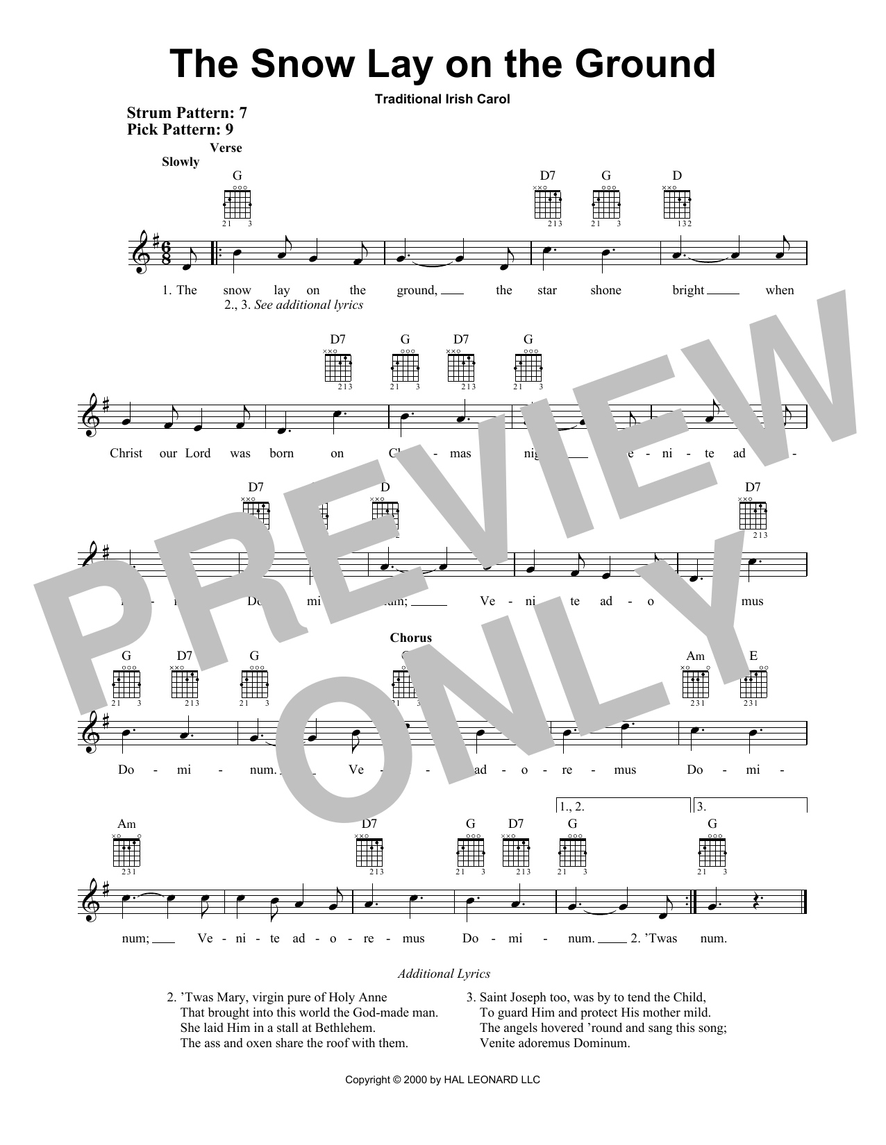 The Snow Lay On The Ground (Easy Guitar) von Traditional Irish Carol