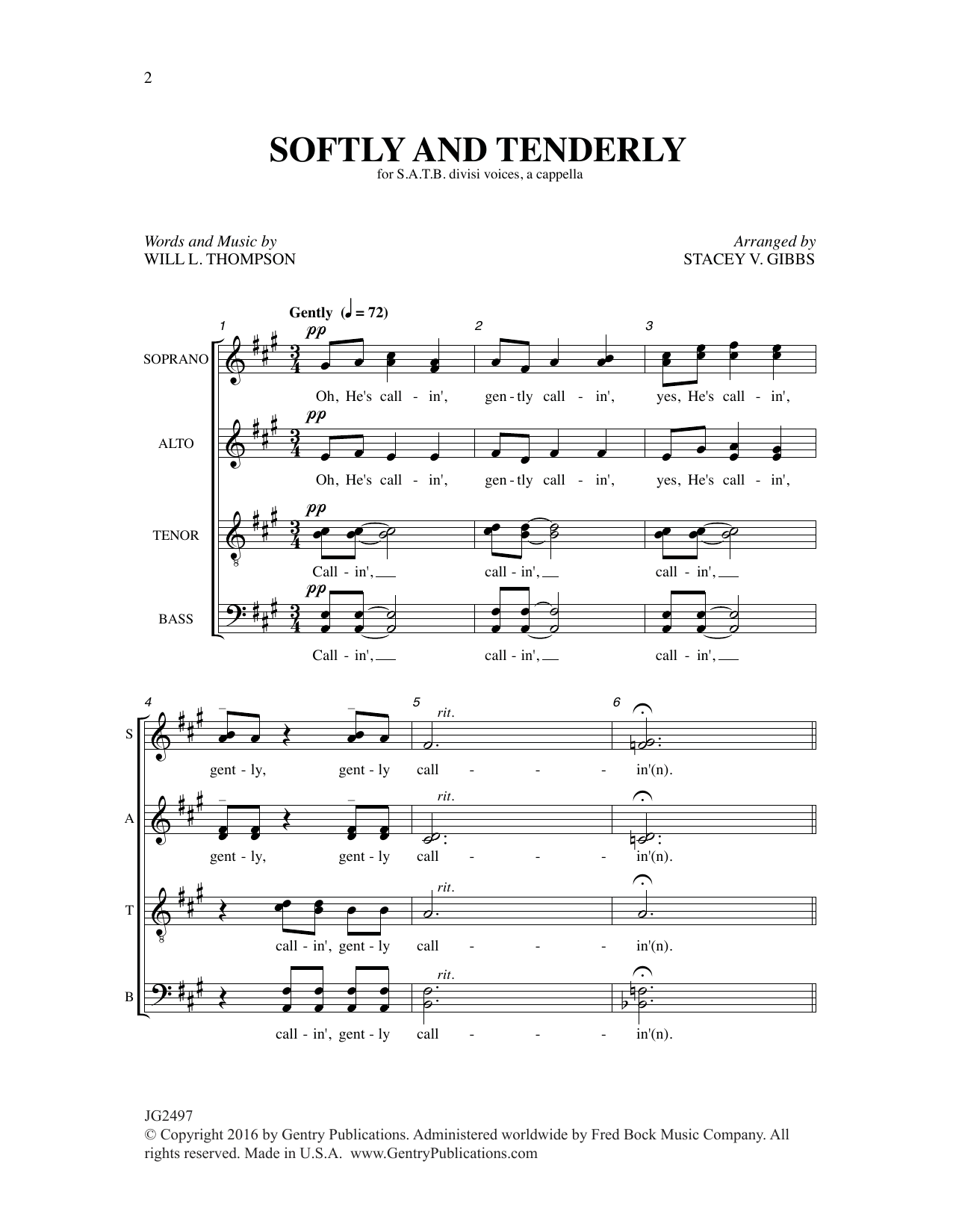 Softly and Tenderly (SATB Choir) von Stacy V. Gibbs