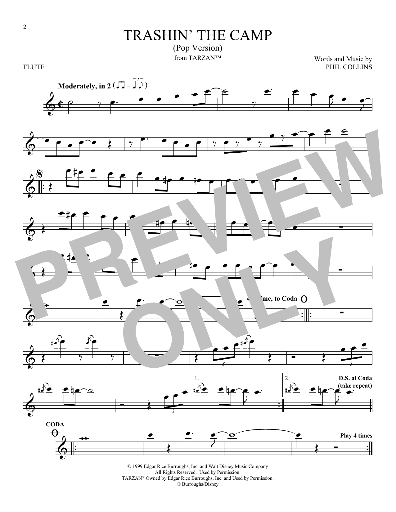 Trashin' The Camp (Pop Version) (from Tarzan) (Flute Solo) von Phil Collins