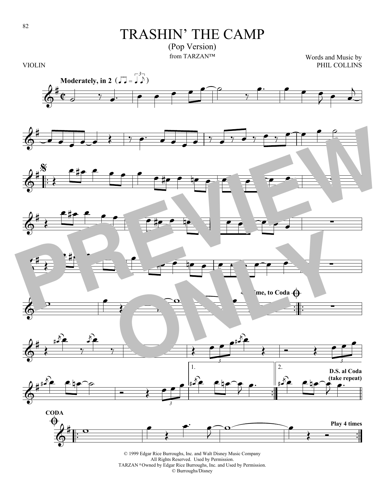 Trashin' The Camp (Pop Version) (from Tarzan) (Violin Solo) von Phil Collins