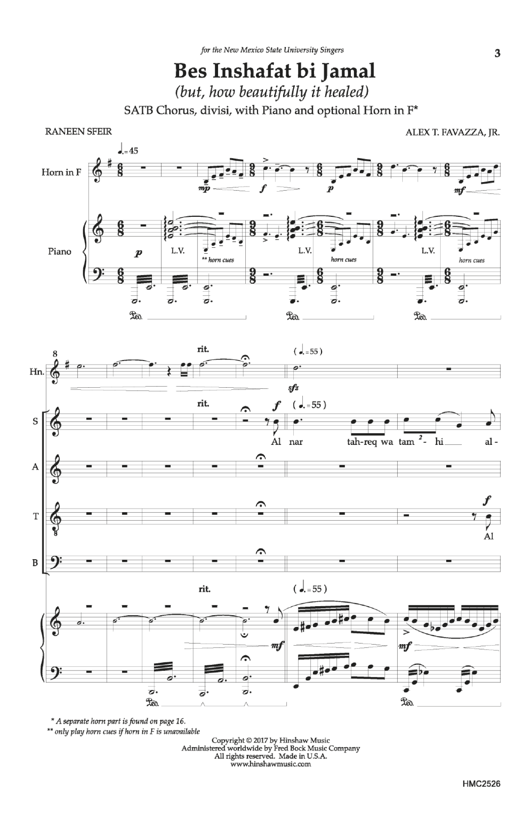 Bes Inshafat bi Jamal (but, how beautifully it healed) (SATB Choir) von Alex T. Favazza