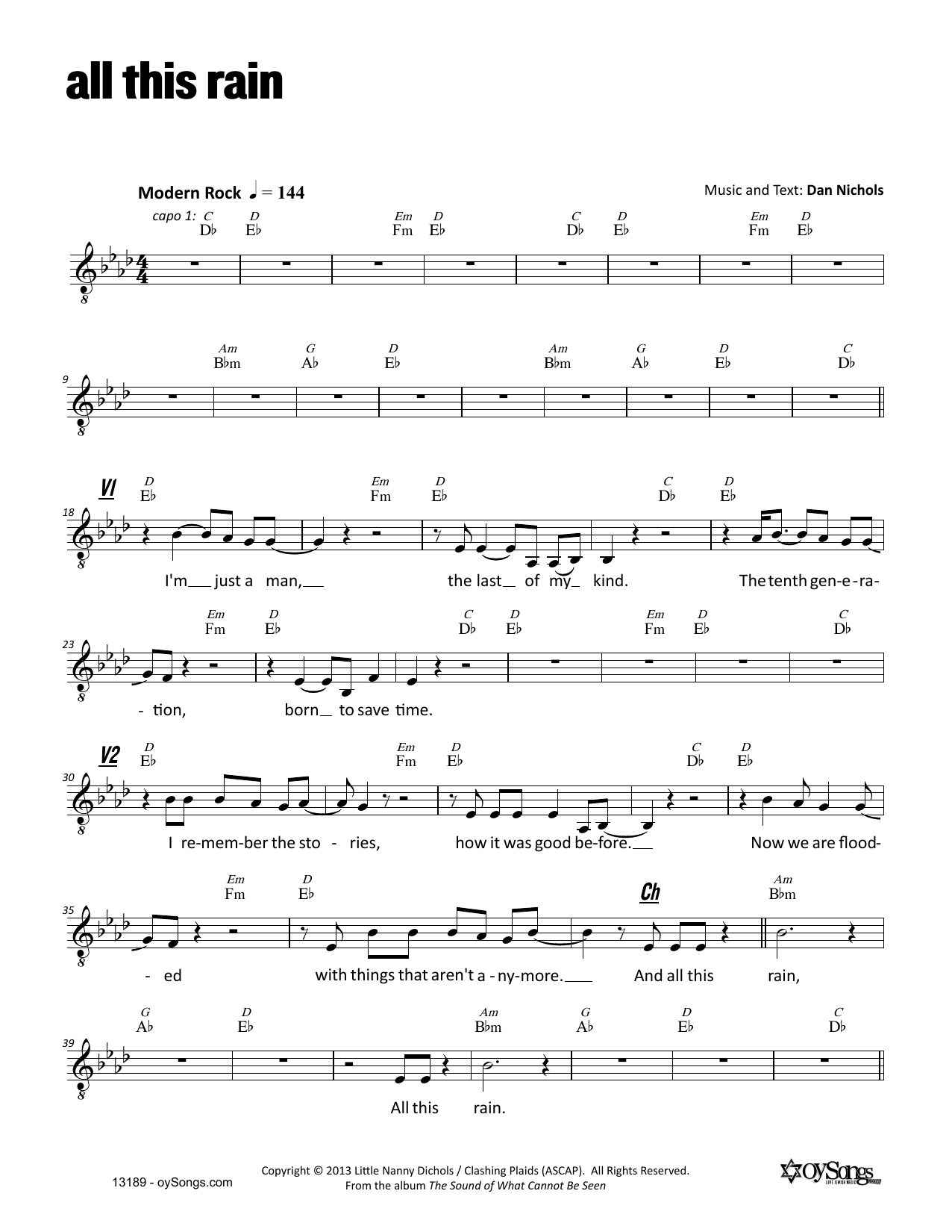 All This Rain (Lead Sheet / Fake Book) von Dan Nichols