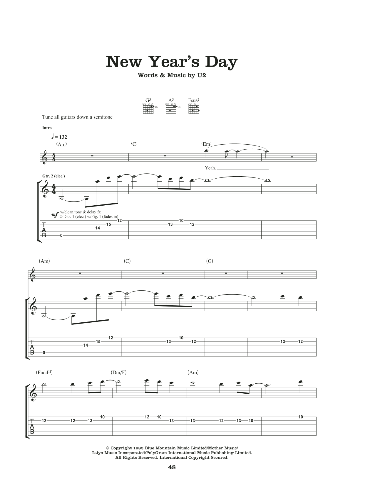 New Year's Day (Guitar Tab) von U2