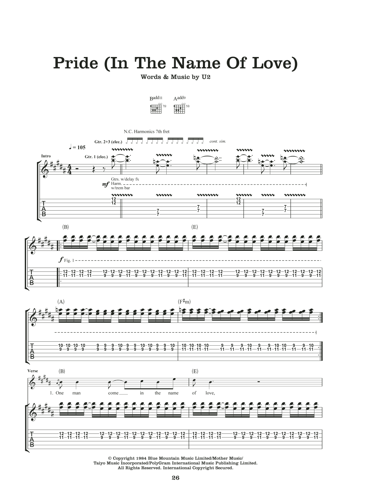 Pride (In The Name Of Love) (Guitar Tab) von U2