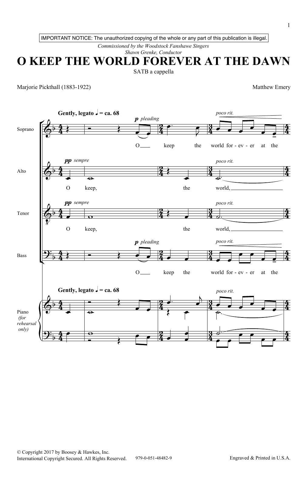 O Keep The World Forever At The Dawn (SATB Choir) von Matthew Emery