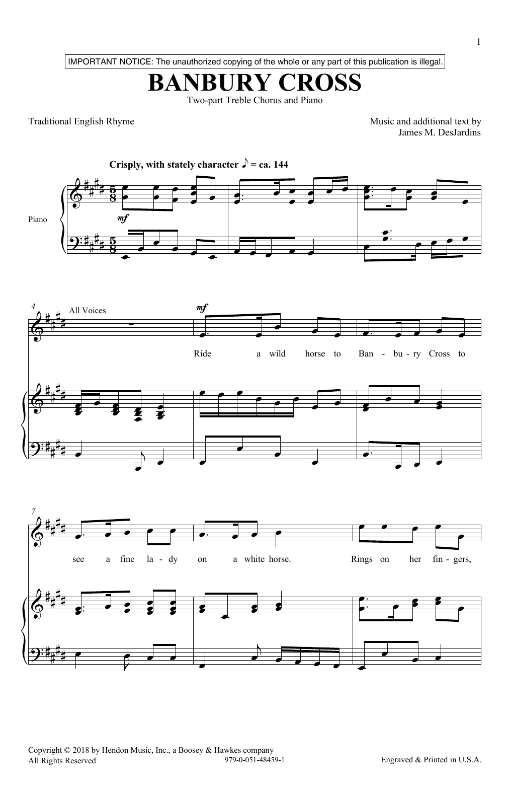 Banbury Cross (2-Part Choir) von James M. DesJardins
