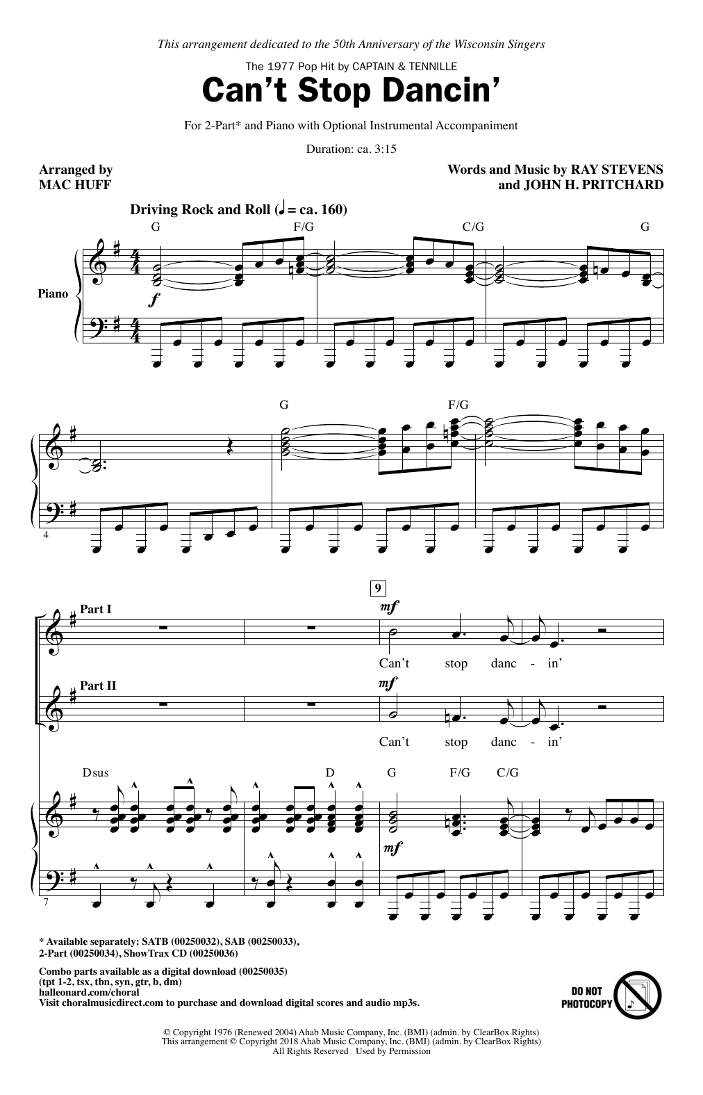 Can't Stop Dancin' (2-Part Choir) von Mac Huff
