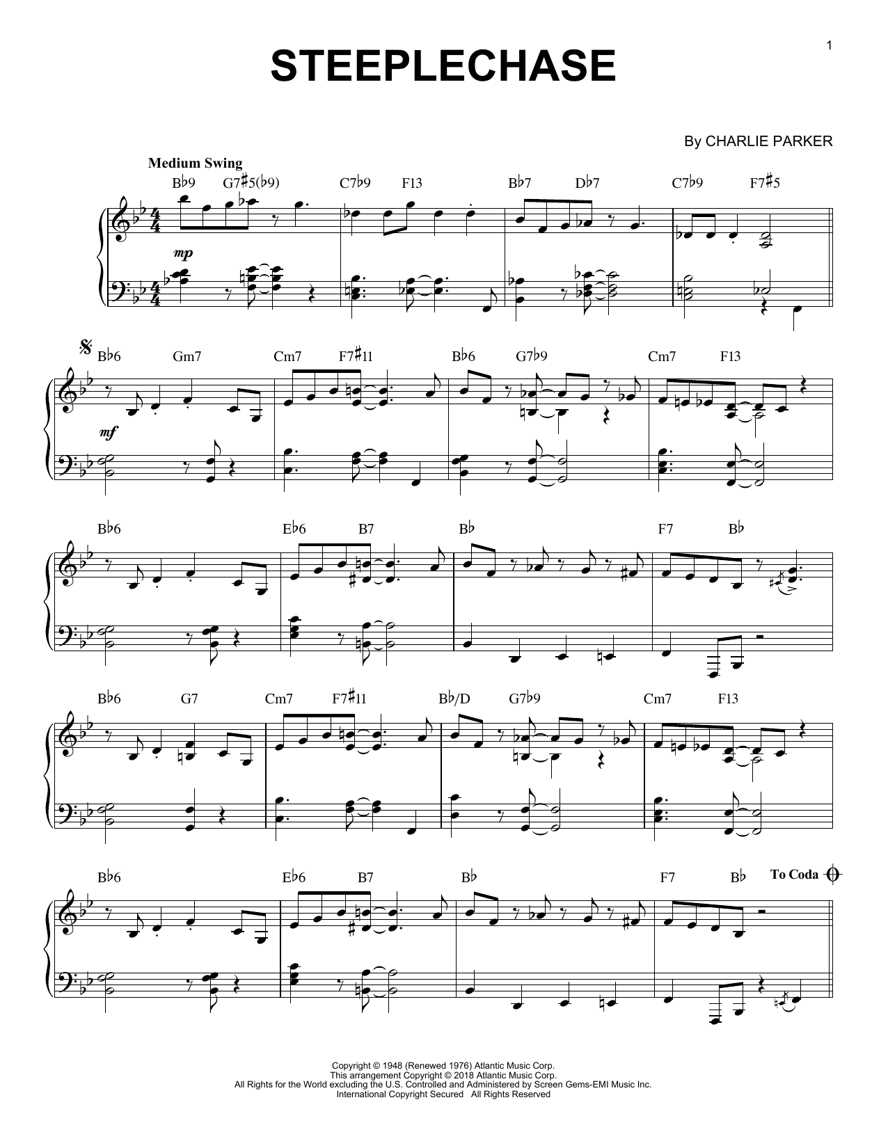 Steeplechase (Piano Solo) von Charlie Parker