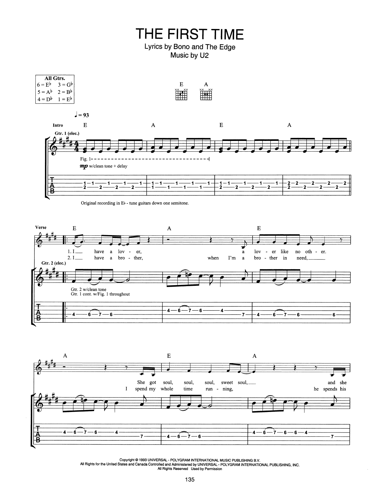 The First Time (Guitar Tab) von U2