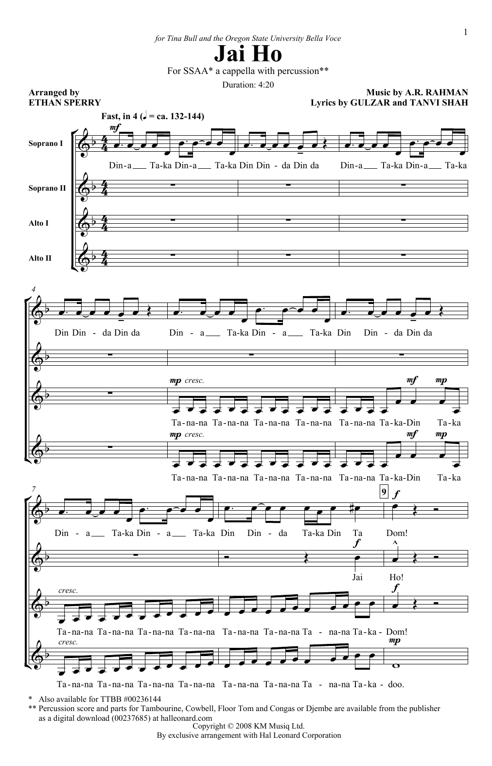 Jai Ho (SSA Choir) von Ethan Sperry