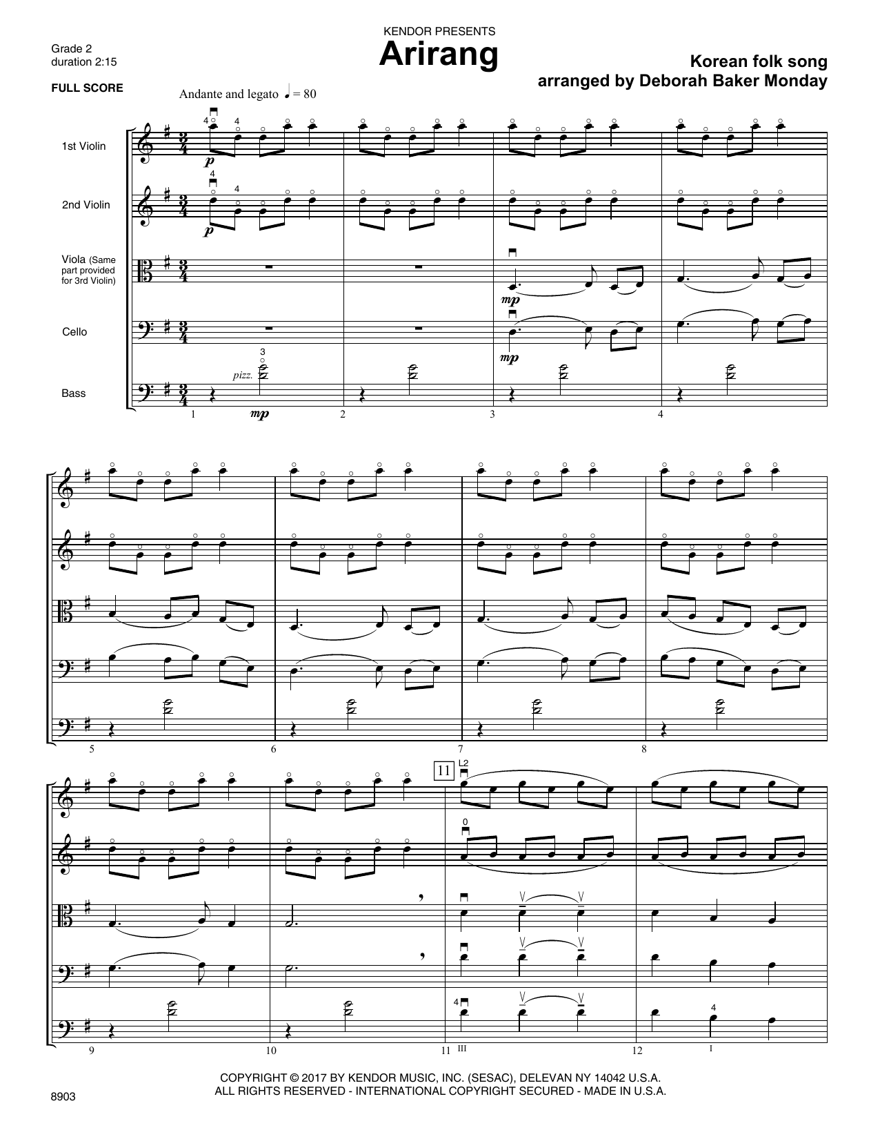 Arirang - Full Score (Orchestra) von Deborah Baker Monday