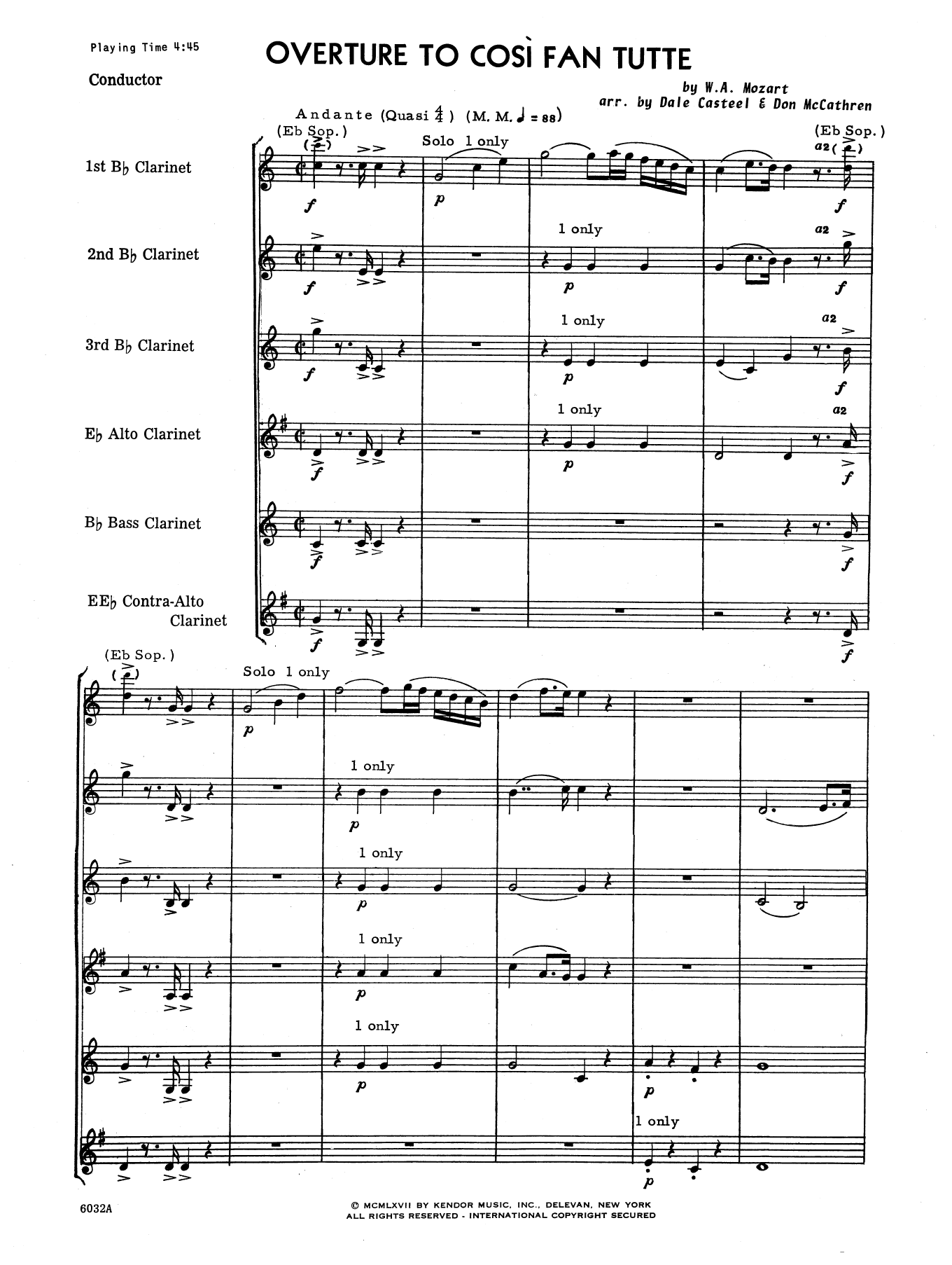 Overture to Cosi Fan Tutte - Full Score (Woodwind Ensemble) von Dale Casteel