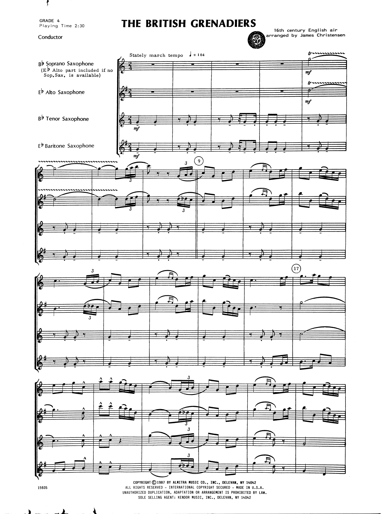 The British Grenadiers - Full Score (Woodwind Ensemble) von James Christensen