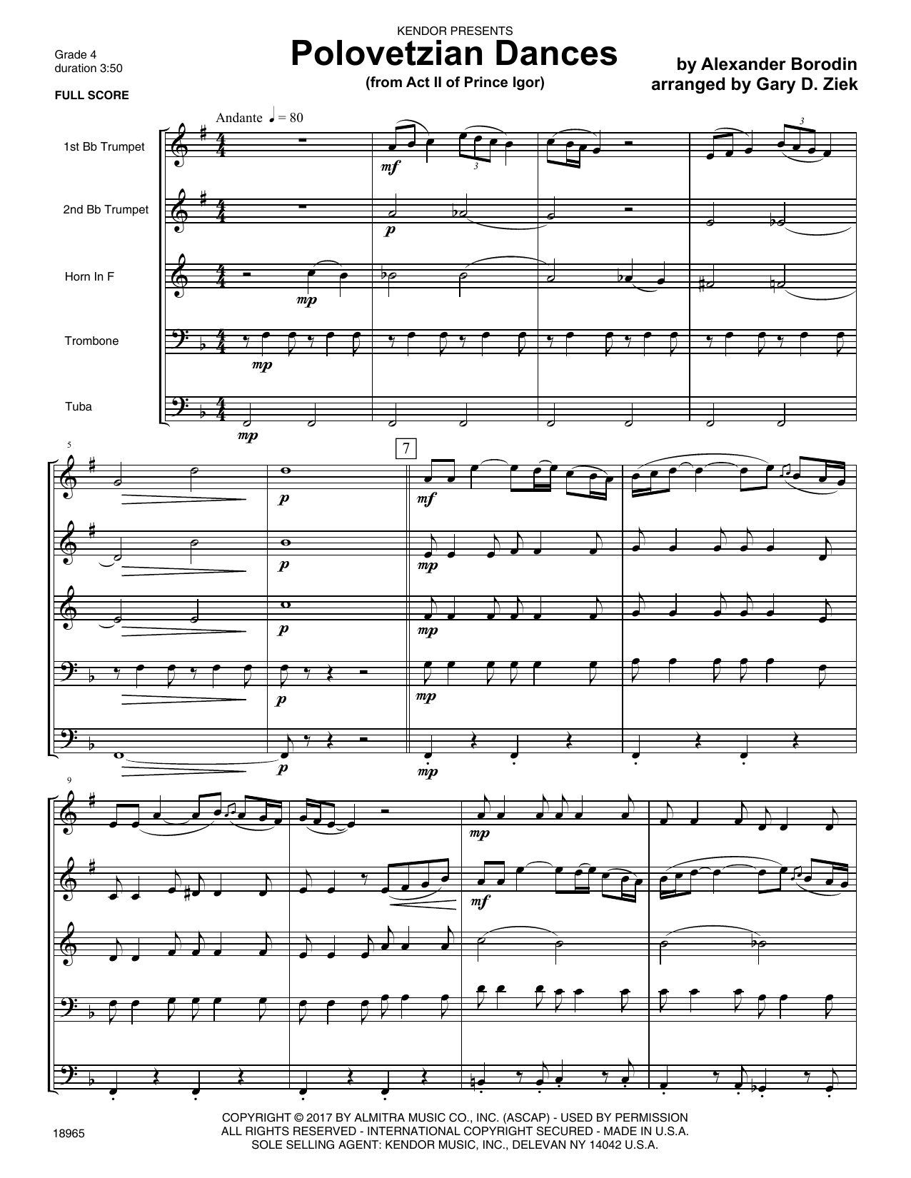 Polovetzian Dances (from Act II of Prince Igor) - Full Score (Brass Ensemble) von Gary D. Ziek