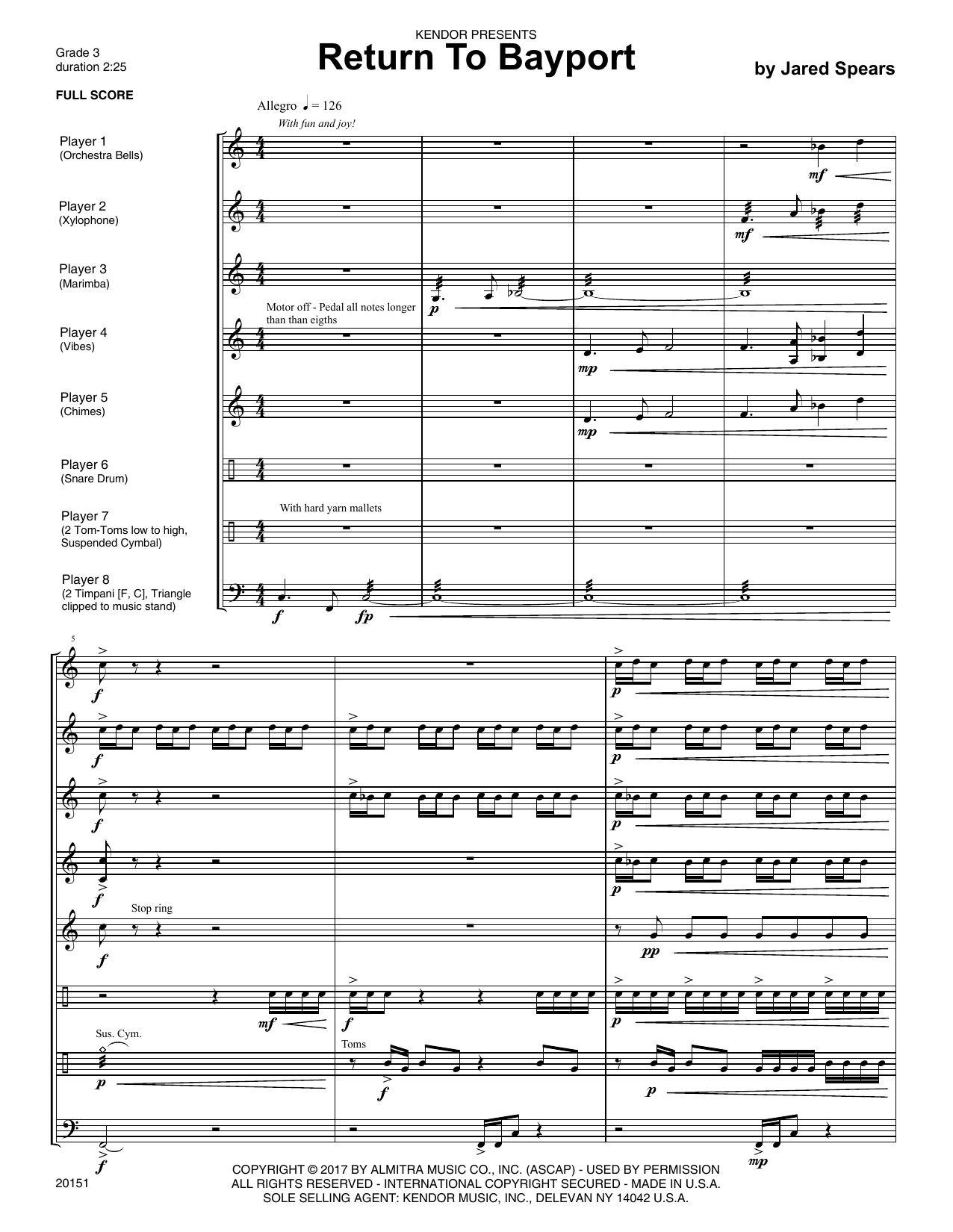 Return To Bayport - Full Score (Percussion Ensemble) von Jared Speears