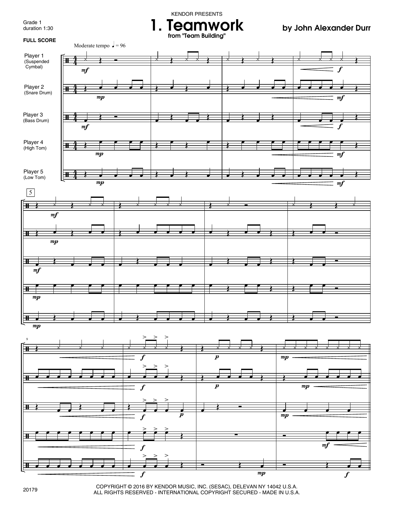 Team Building (10 grade 1-2+ Ensembles) - Full Score (Percussion Ensemble) von John Alexander Durr