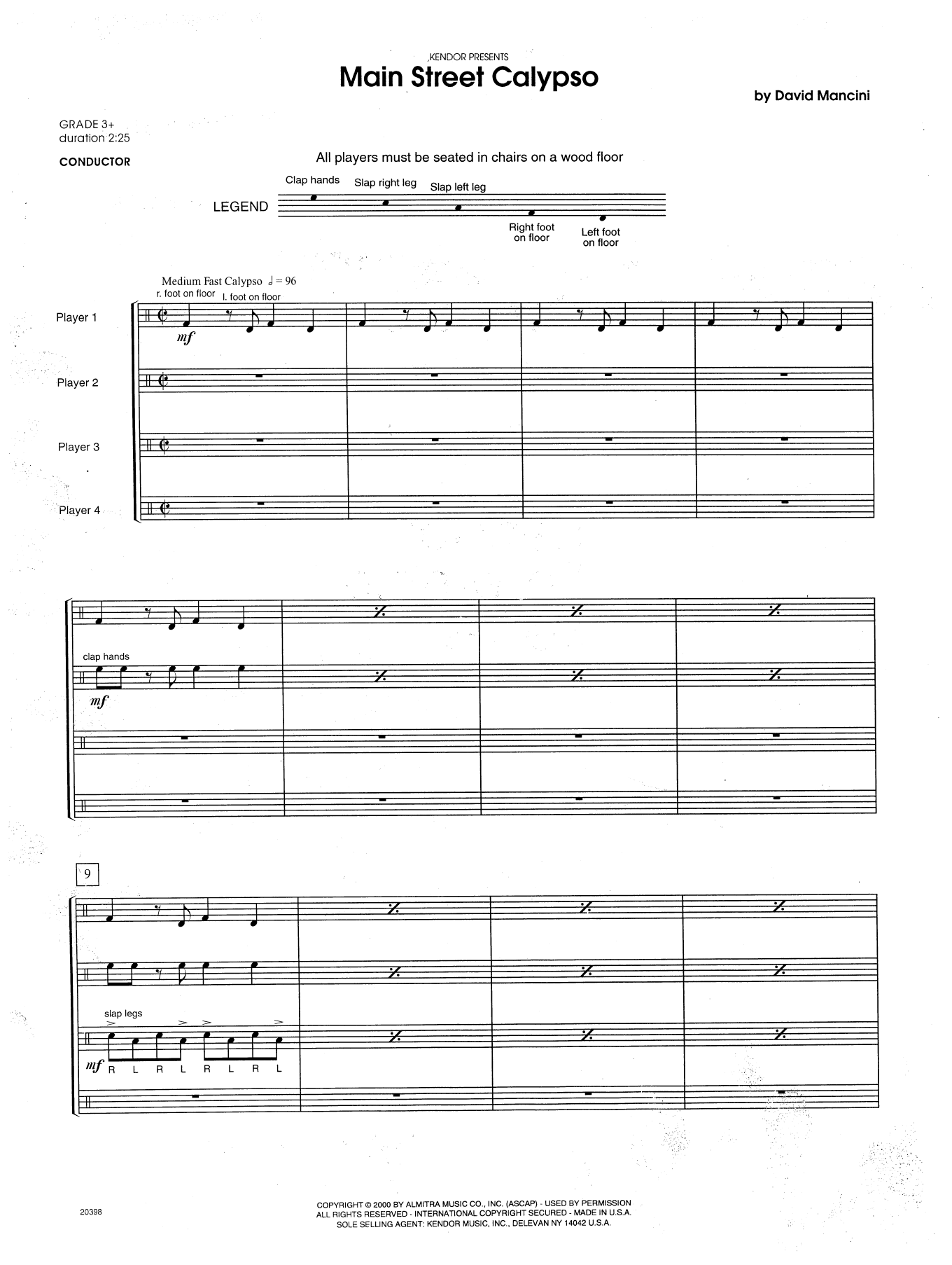 Main Street Calypso - Full Score (Percussion Ensemble) von Dave Mancini