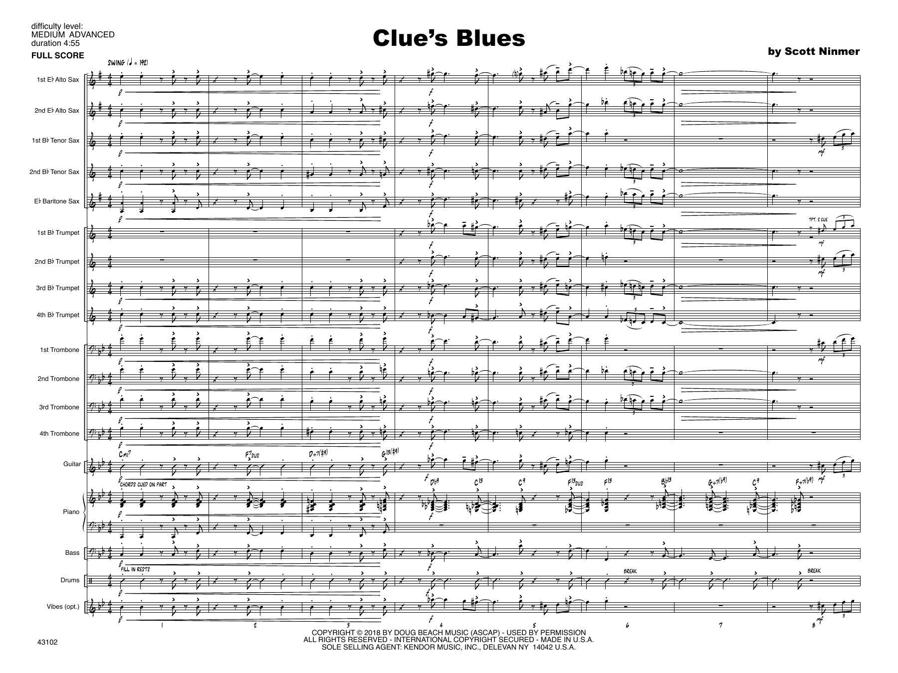 Clue's Blues - Full Score (Jazz Ensemble) von Scott Ninmer