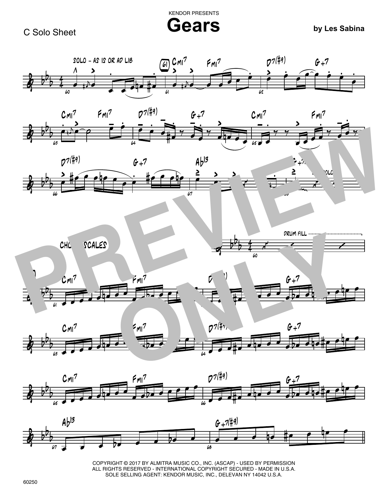 Gears - Bb Solo Sheet (Jazz Ensemble) von Les Sabina