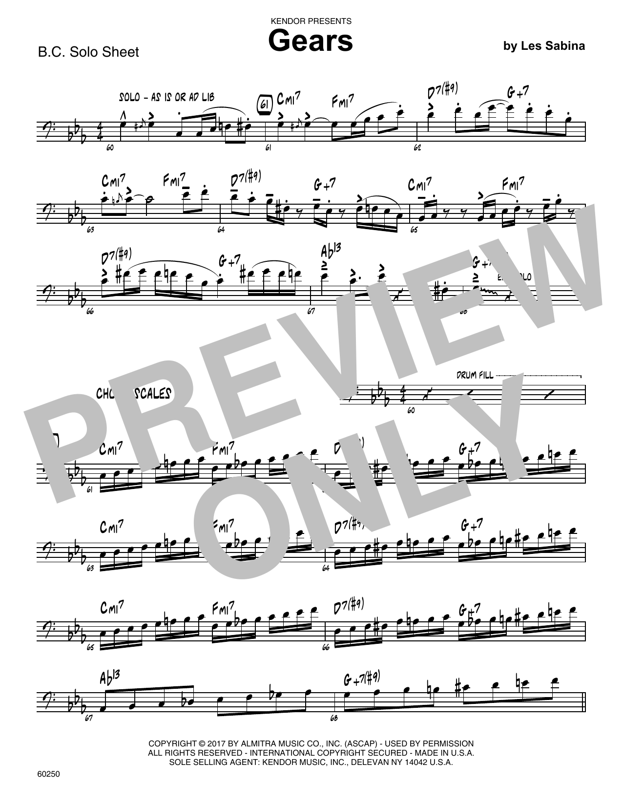 Gears - Sample Solo - Bass Clef Instr. (Jazz Ensemble) von Les Sabina