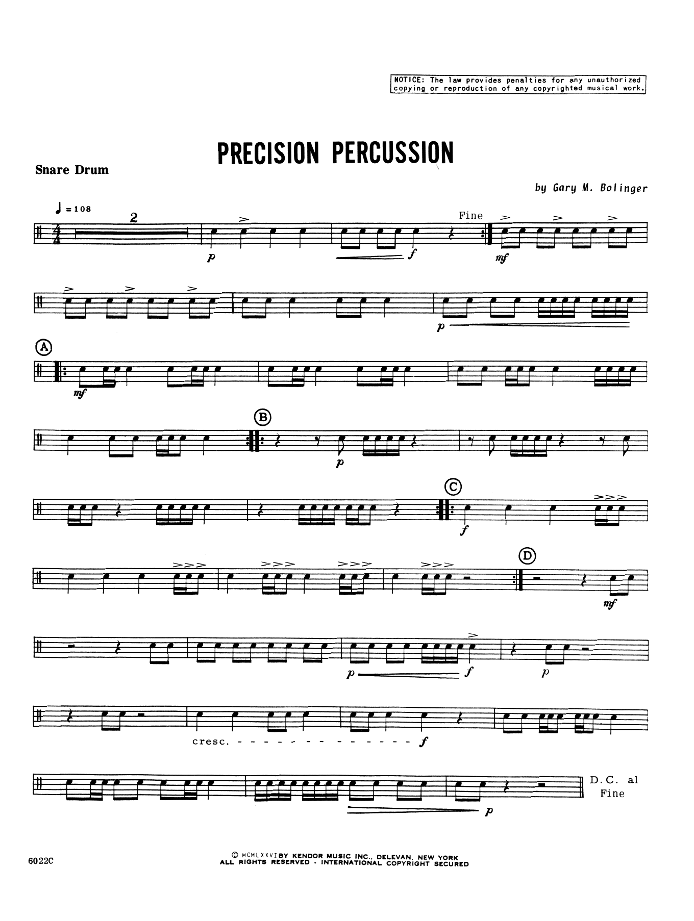 Precision Percussion - Percussion 1 (Percussion Ensemble) von Gary M. Bolinger