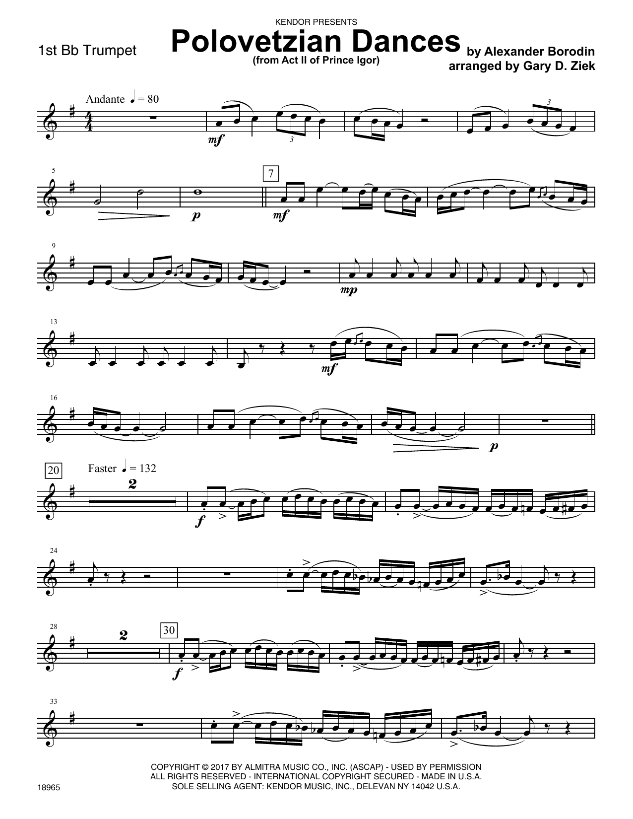 Polovetzian Dances (from Act II of Prince Igor) - 1st Bb Trumpet (Brass Ensemble) von Gary D. Ziek