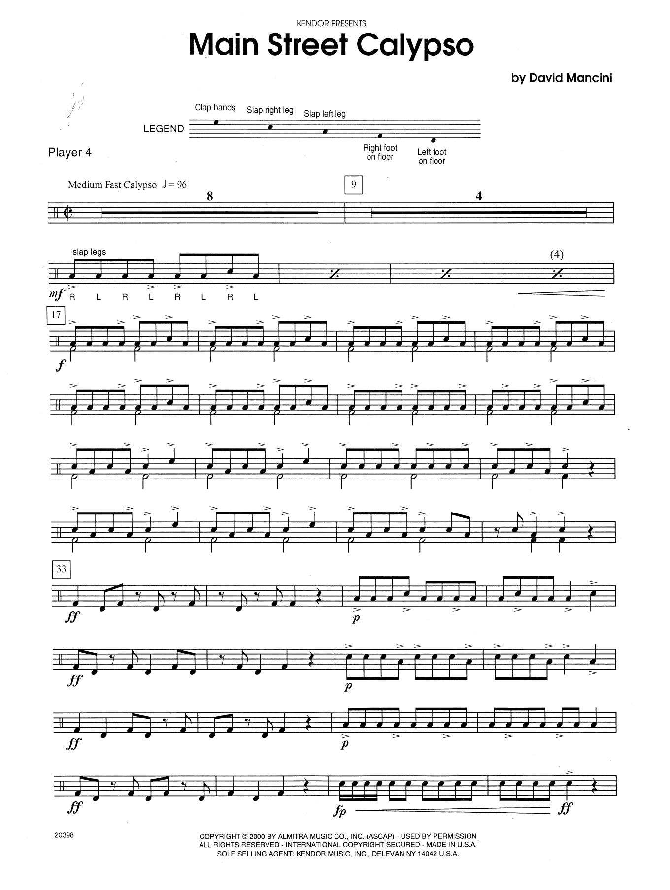 Main Street Calypso - Percussion 4 (Percussion Ensemble) von Dave Mancini