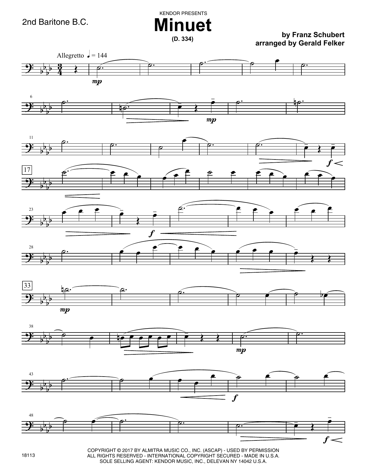 Minuet (D. 334) - 2nd Baritone B.C. (Brass Ensemble) von Gerald Felker