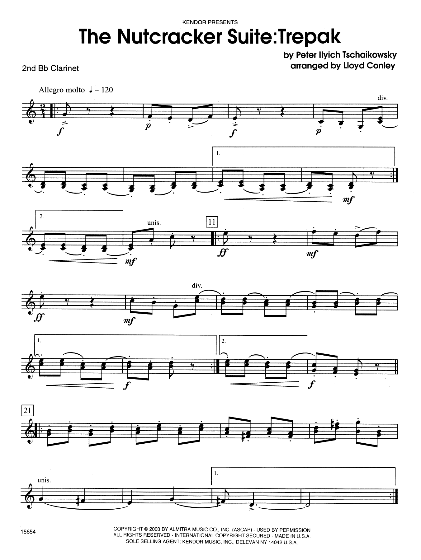 The Nutcracker Suite: Trepak - 2nd Bb Clarinet (Woodwind Ensemble) von Lloyd Conley