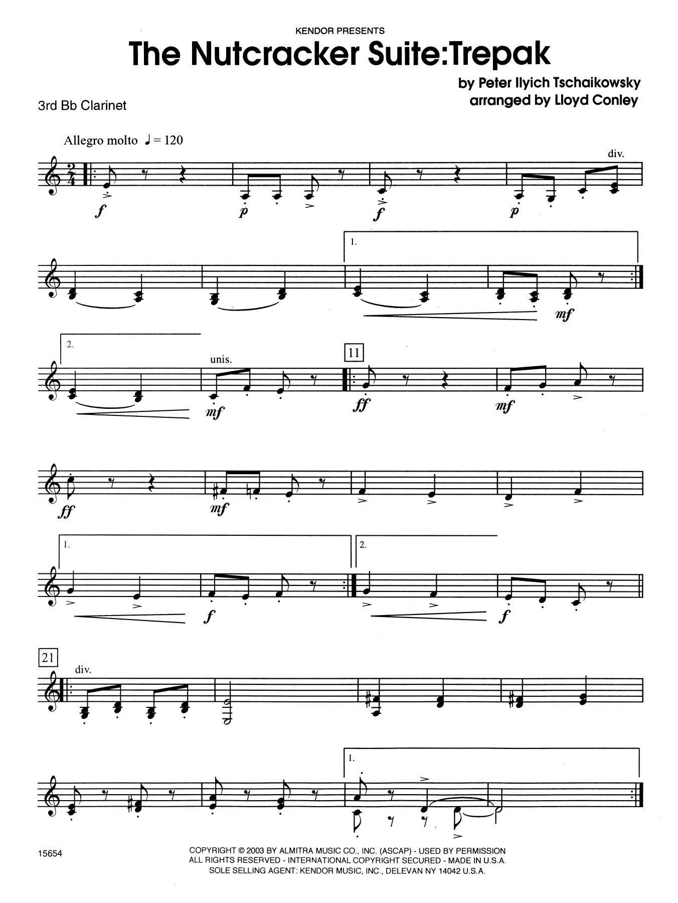 The Nutcracker Suite: Trepak - 3rd Bb Clarinet (Woodwind Ensemble) von Lloyd Conley