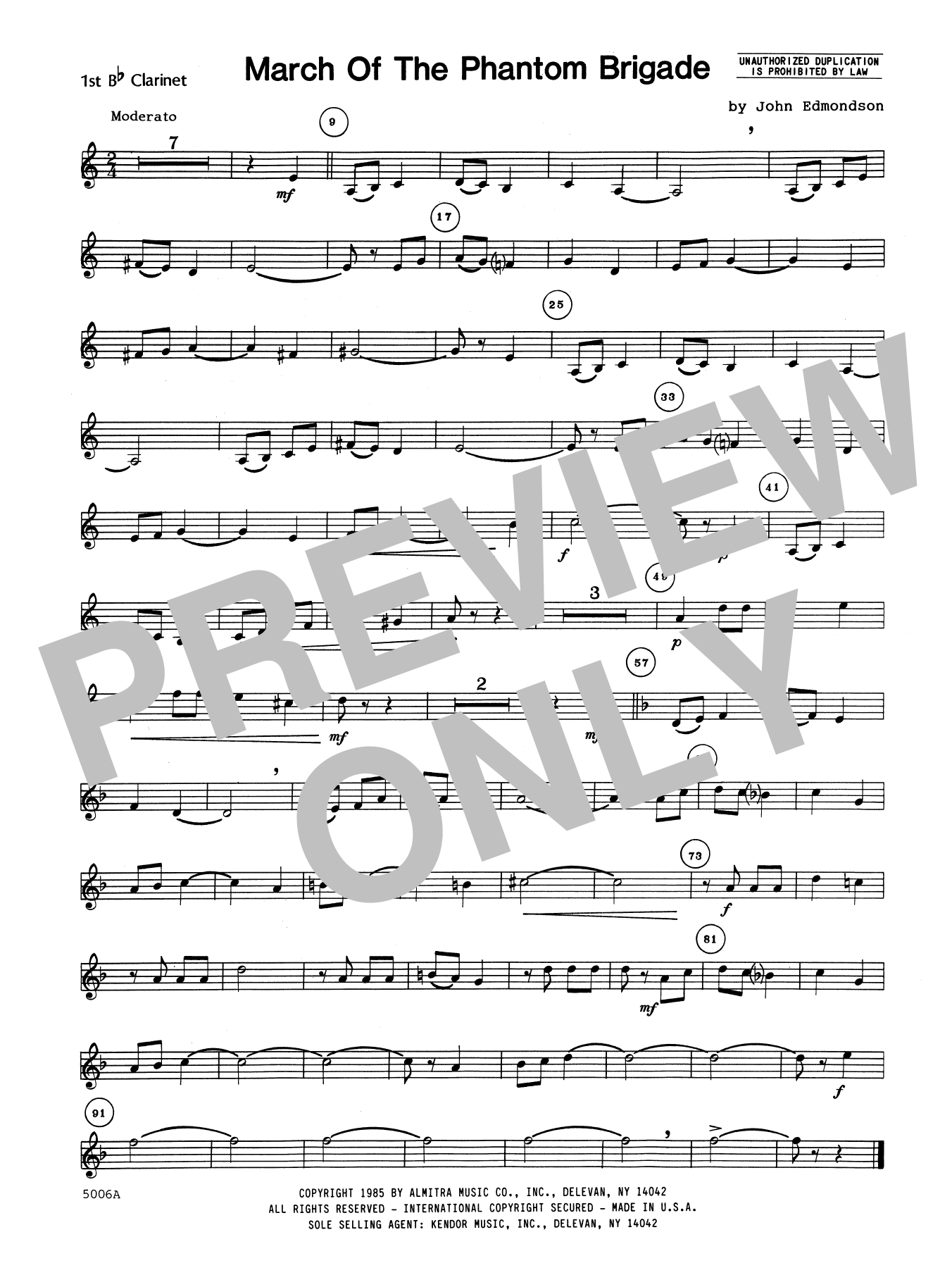 March Of The Phantom Brigade - 1st Bb Clarinet (Concert Band) von John Edmundson