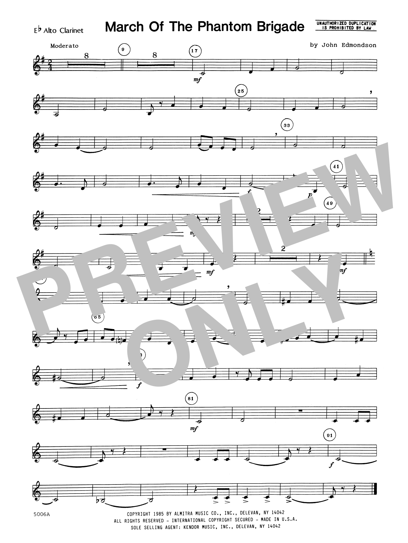 March Of The Phantom Brigade - Eb Alto Clarinet (Concert Band) von John Edmundson