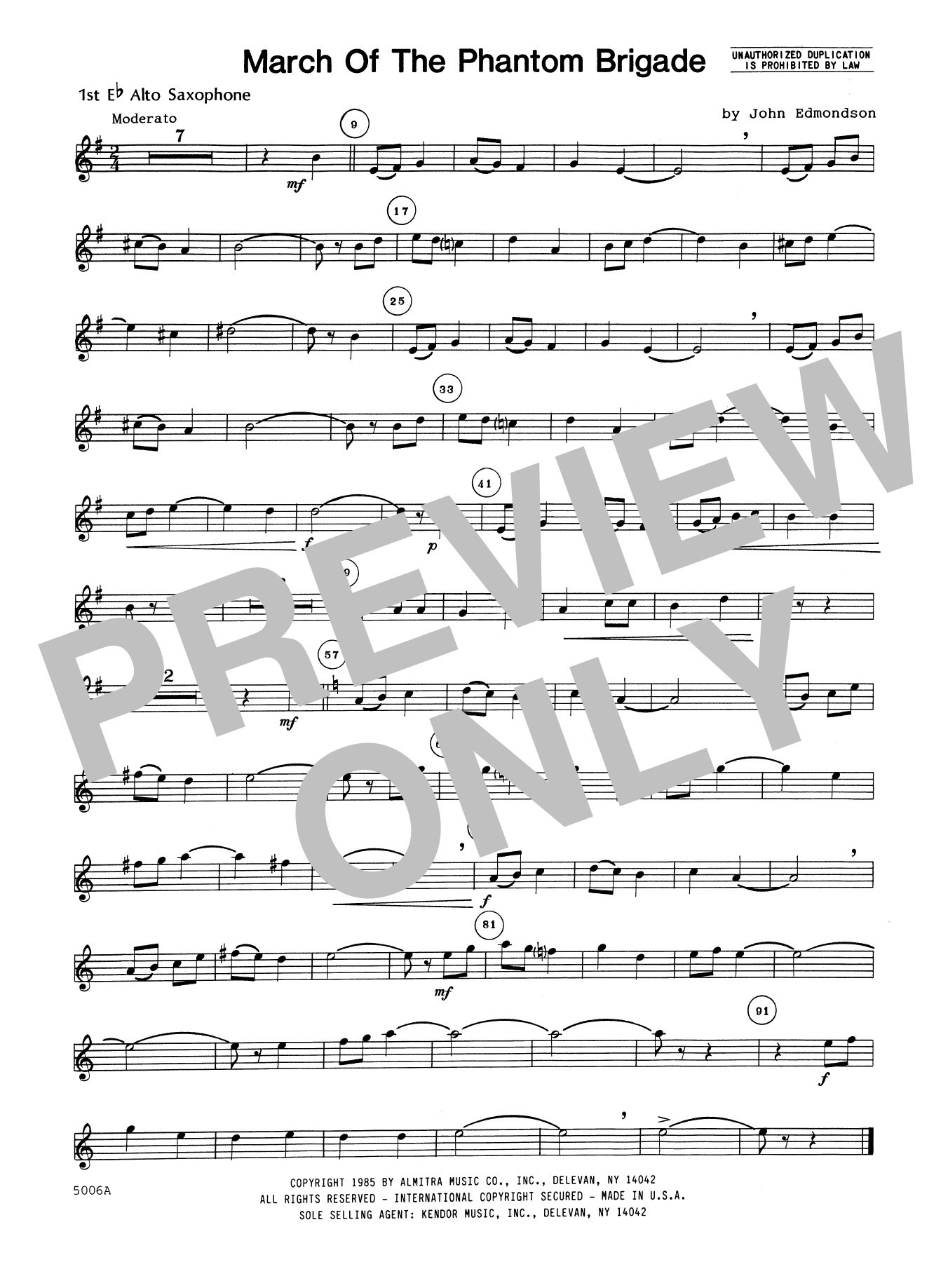 March Of The Phantom Brigade - 1st Eb Alto Saxophone (Concert Band) von John Edmundson