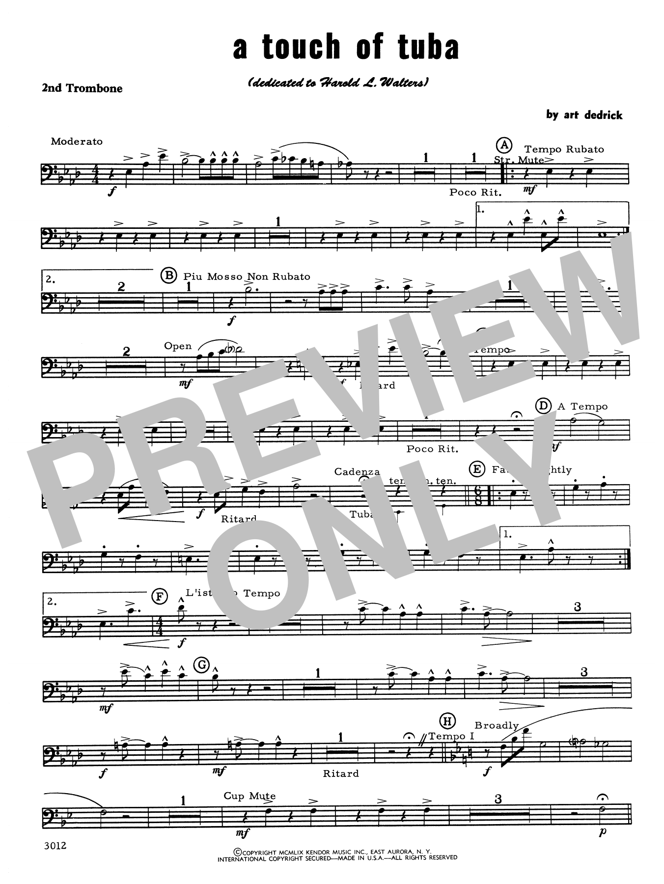 A Touch Of Tuba - 2nd Trombone (Concert Band) von Art Dedrick