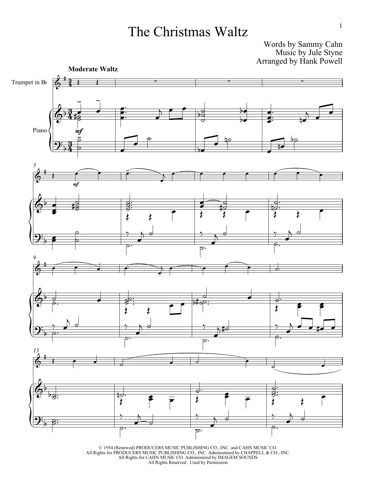 The Christmas Waltz (Trumpet and Piano) von Sammy Cahn