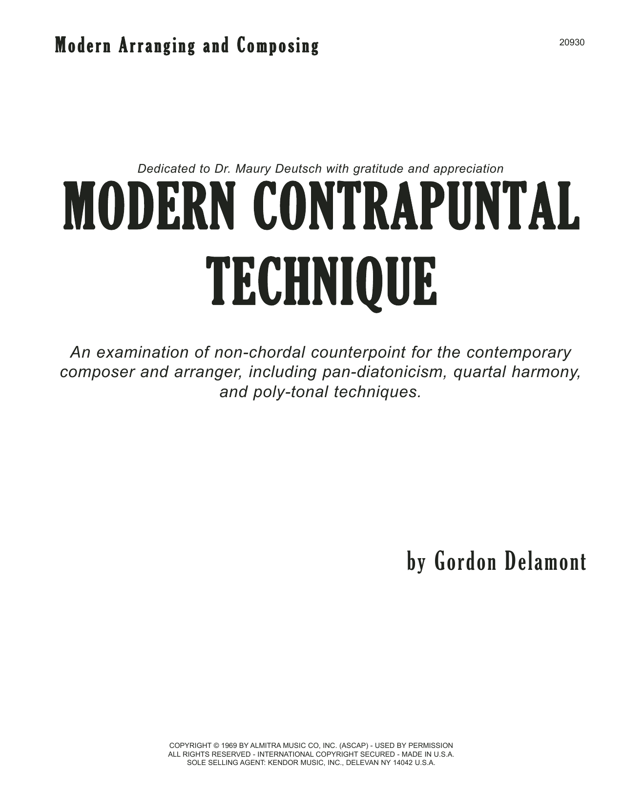 Modern Contrapuntal Technique (Instrumental Method) von Gordon Delamont