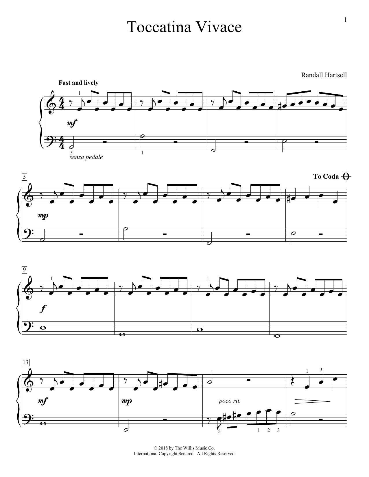 Toccatina Vivace (Educational Piano) von Randall Hartsell