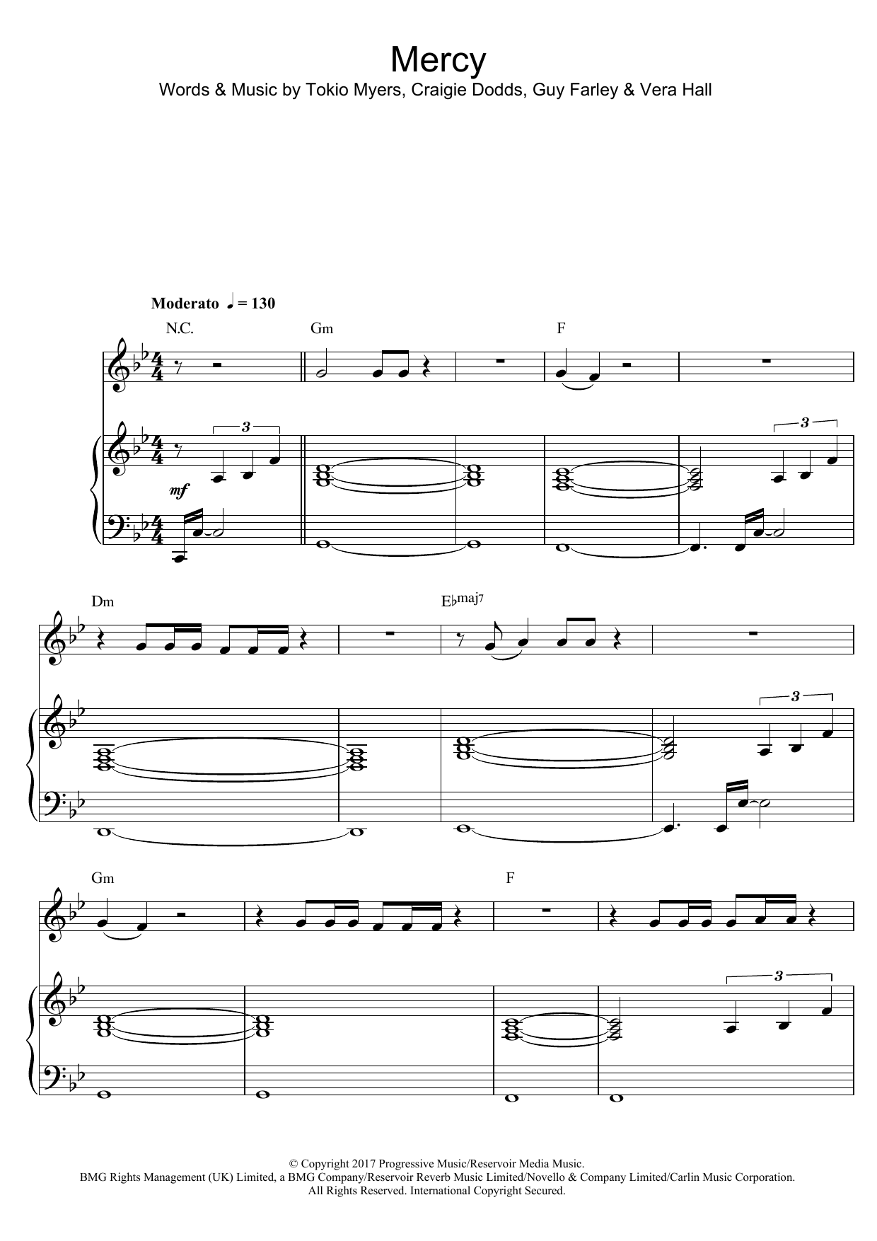 Mercy (Piano, Vocal & Guitar Chords) von Tokio Myers