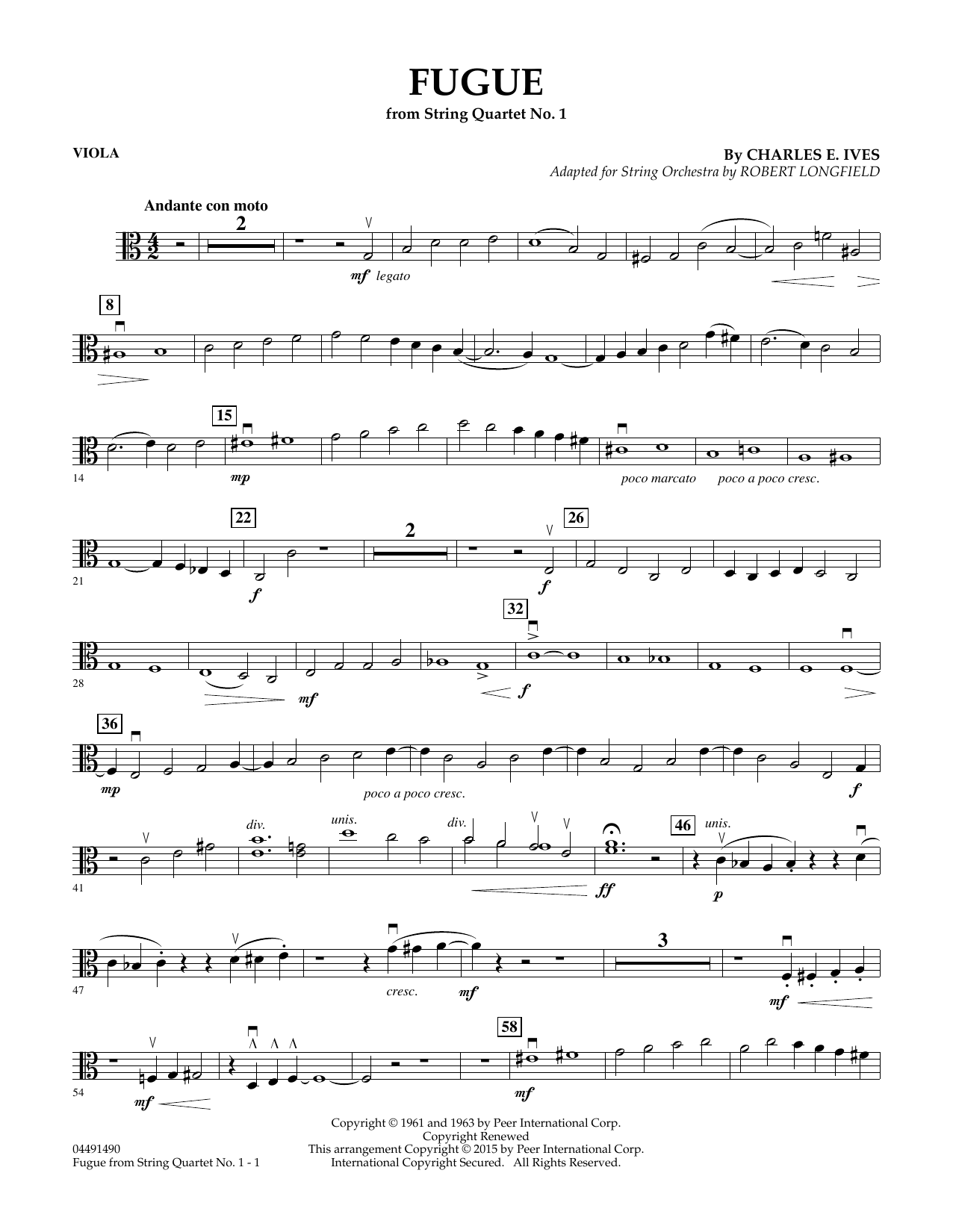 Fugue from String Quartet No. 1 - Viola (Orchestra) von Robert Longfield