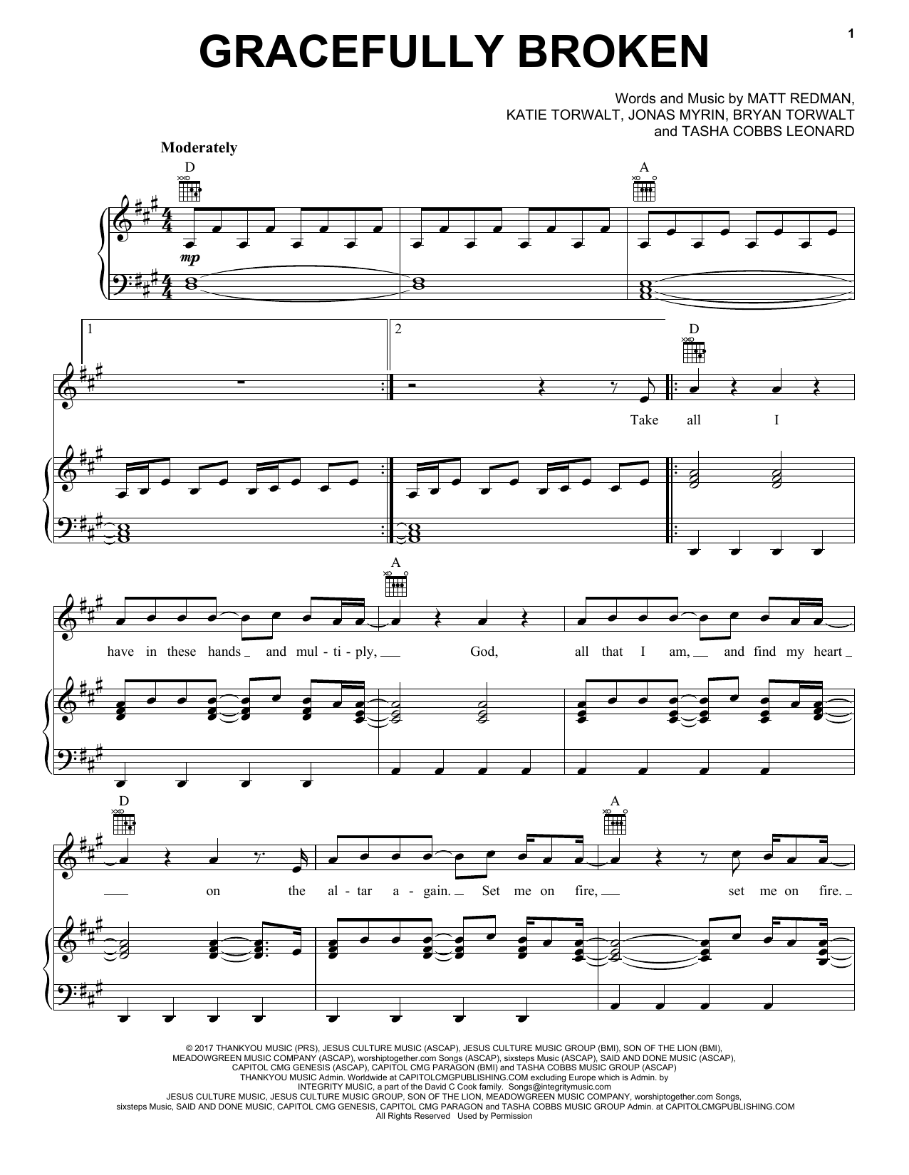 Gracefully Broken (Piano, Vocal & Guitar Chords (Right-Hand Melody)) von Matt Redman