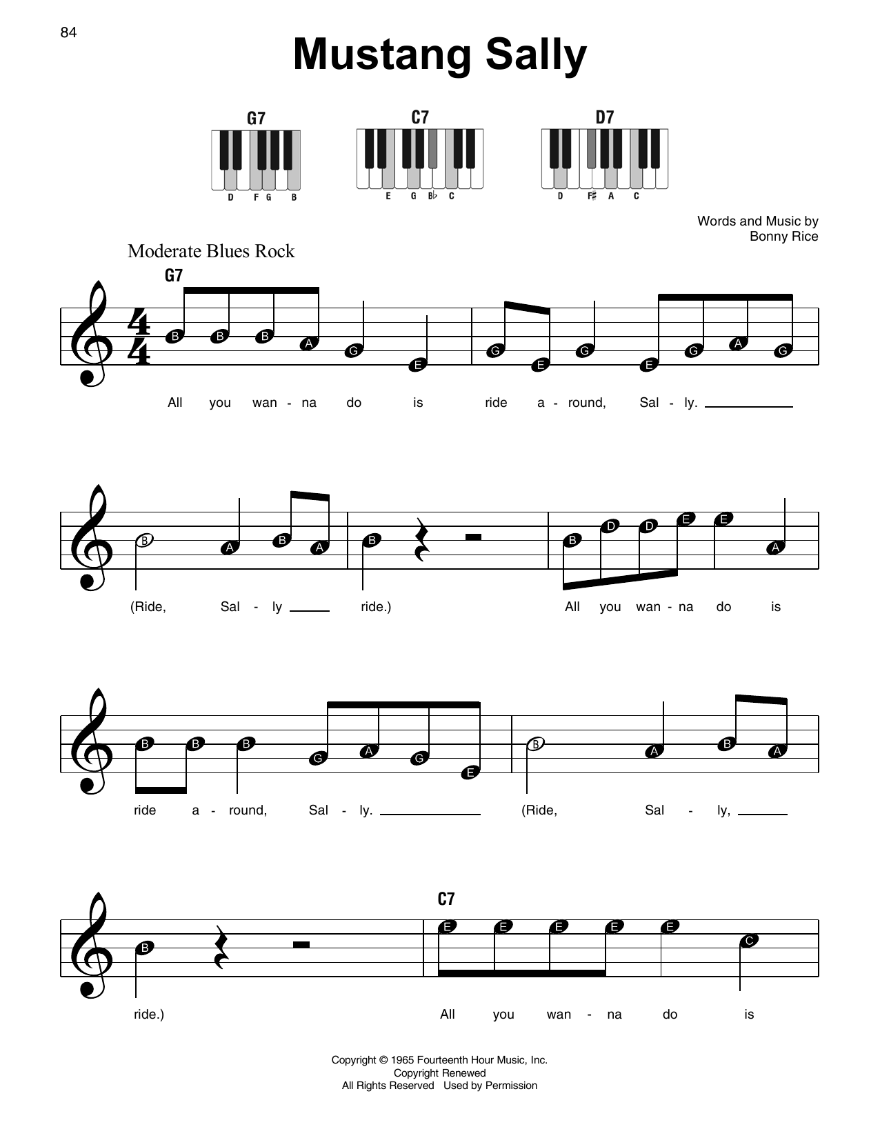 Mustang Sally (Super Easy Piano) von Wilson Pickett