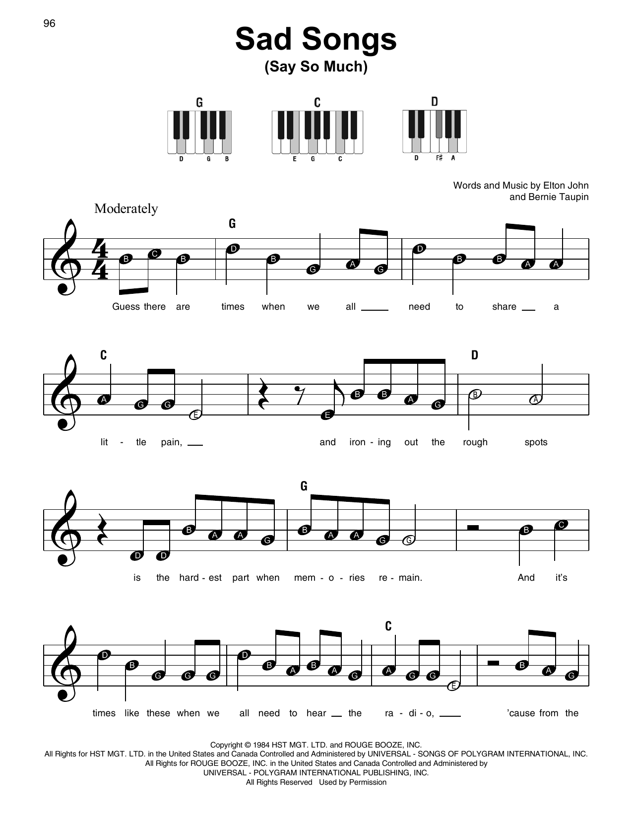 Sad Songs (Say So Much) (Super Easy Piano) von Elton John