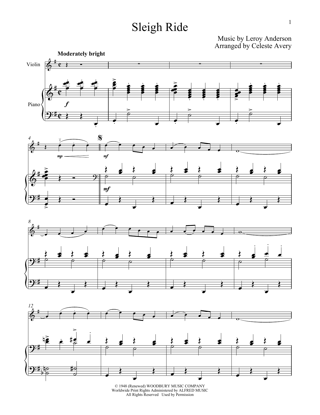 Sleigh Ride (Violin and Piano) von Leroy Anderson