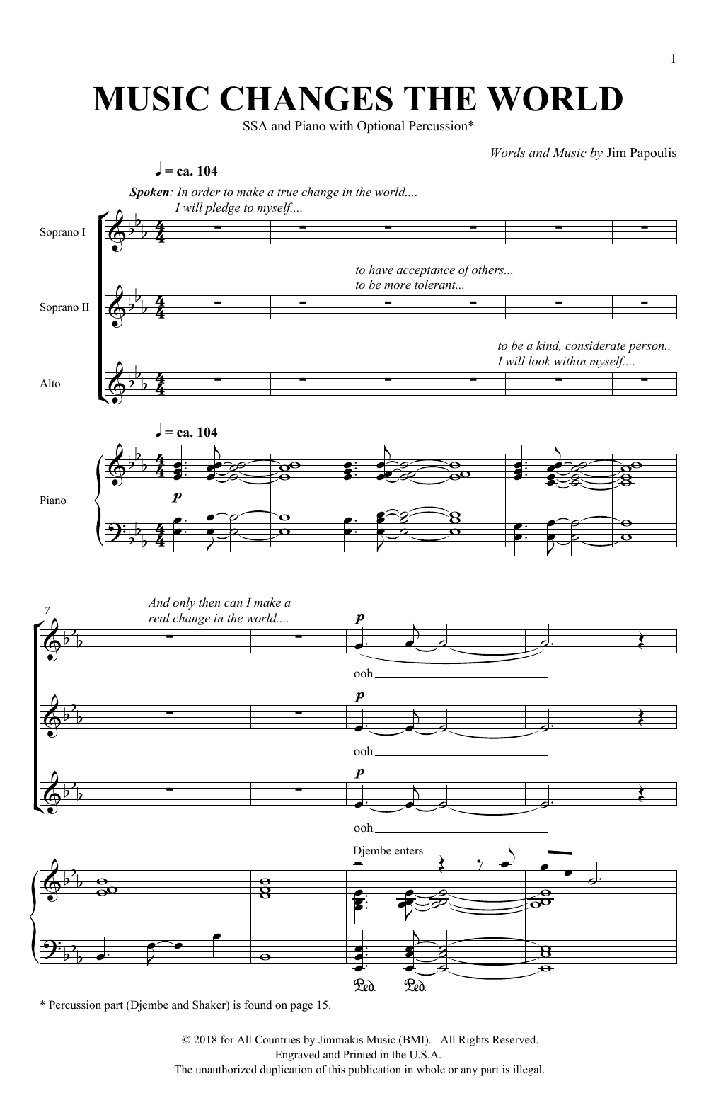 Music Changes The World (SSA Choir) von Jim Papoulis
