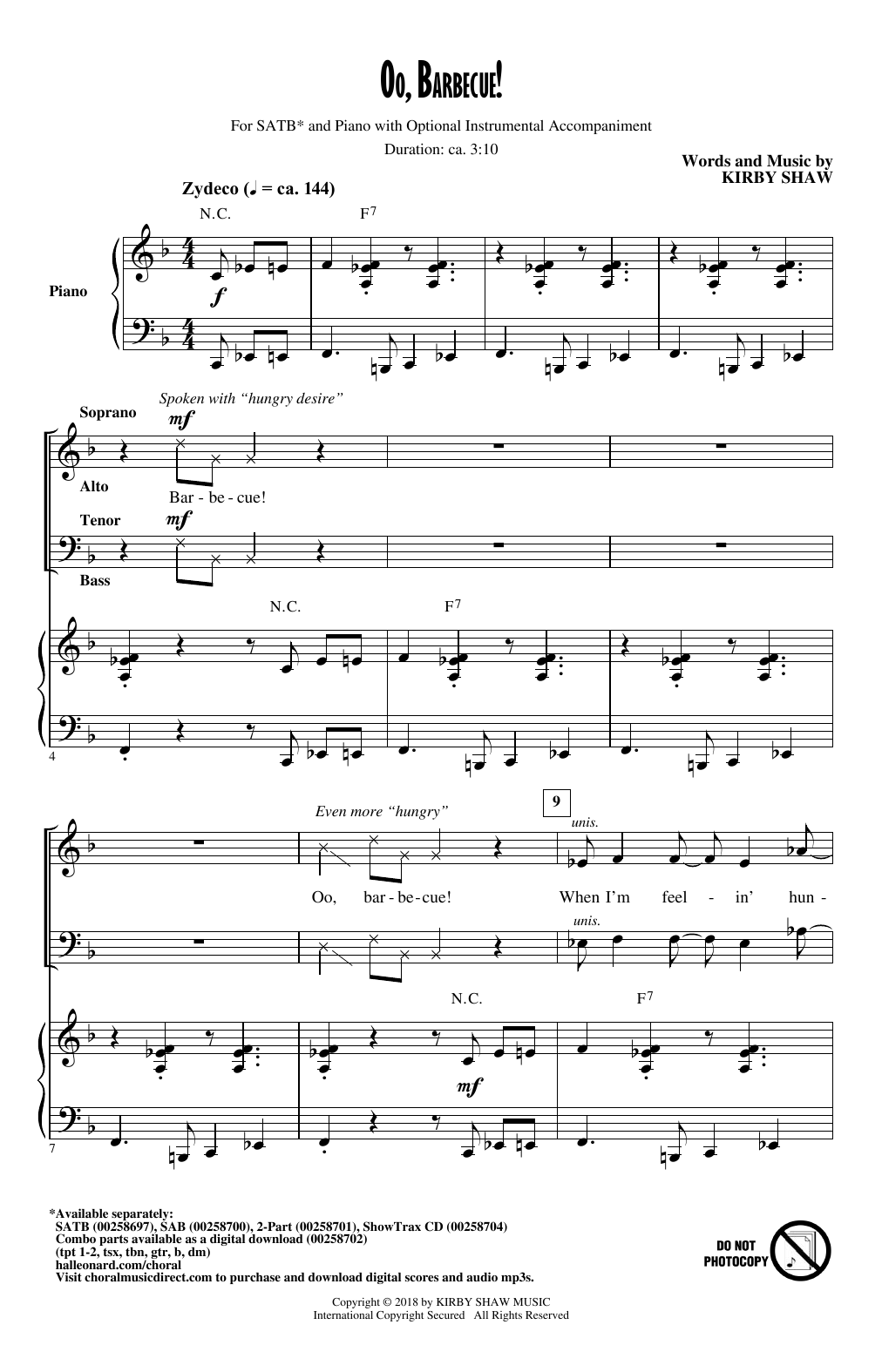 Oo, Barbecue! (SATB Choir) von Kirby Shaw