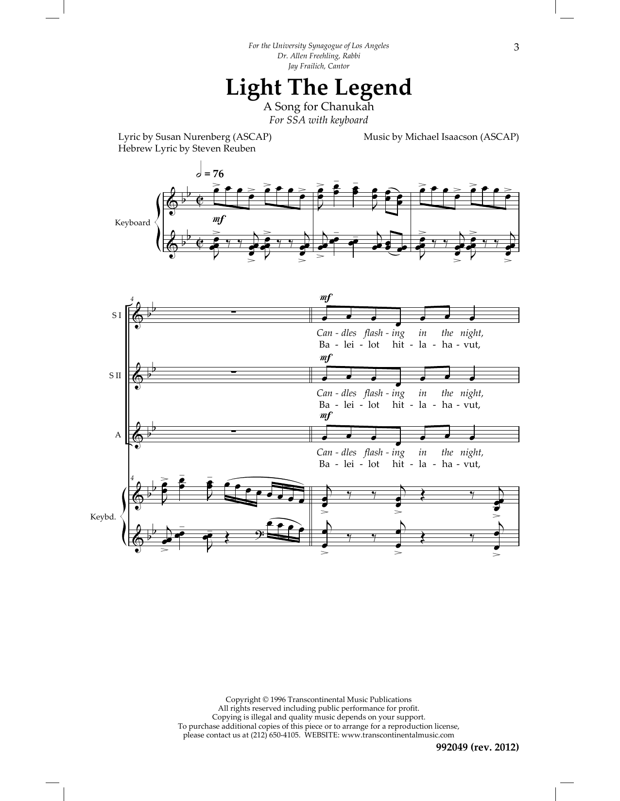 Light The Legend (SSA Choir) von Michael Isaacson