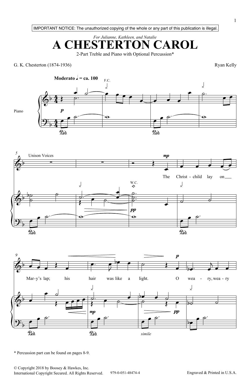 A Chesterton Carol (2-Part Choir) von Ryan Kelly