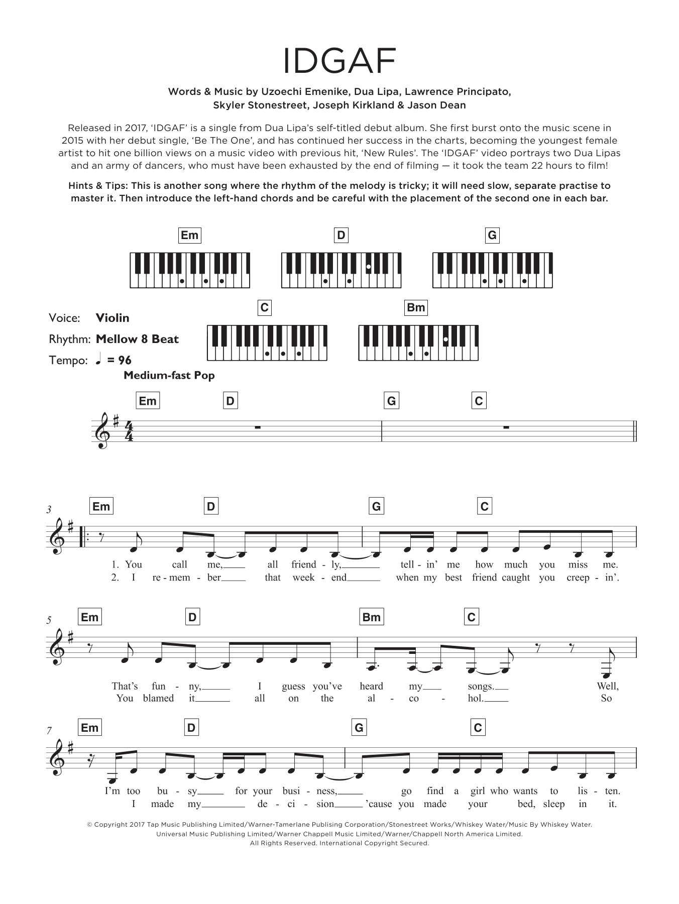 IDGAF (Keyboard (Abridged)) von Dua Lipa