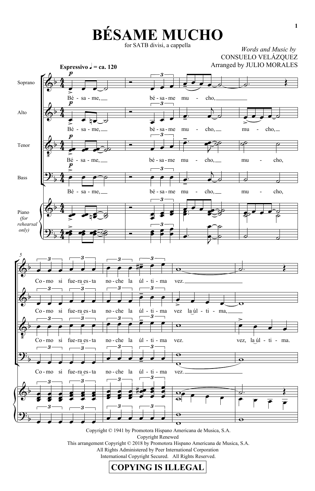 Bsame Mucho (SATB Choir) von Julio Morales